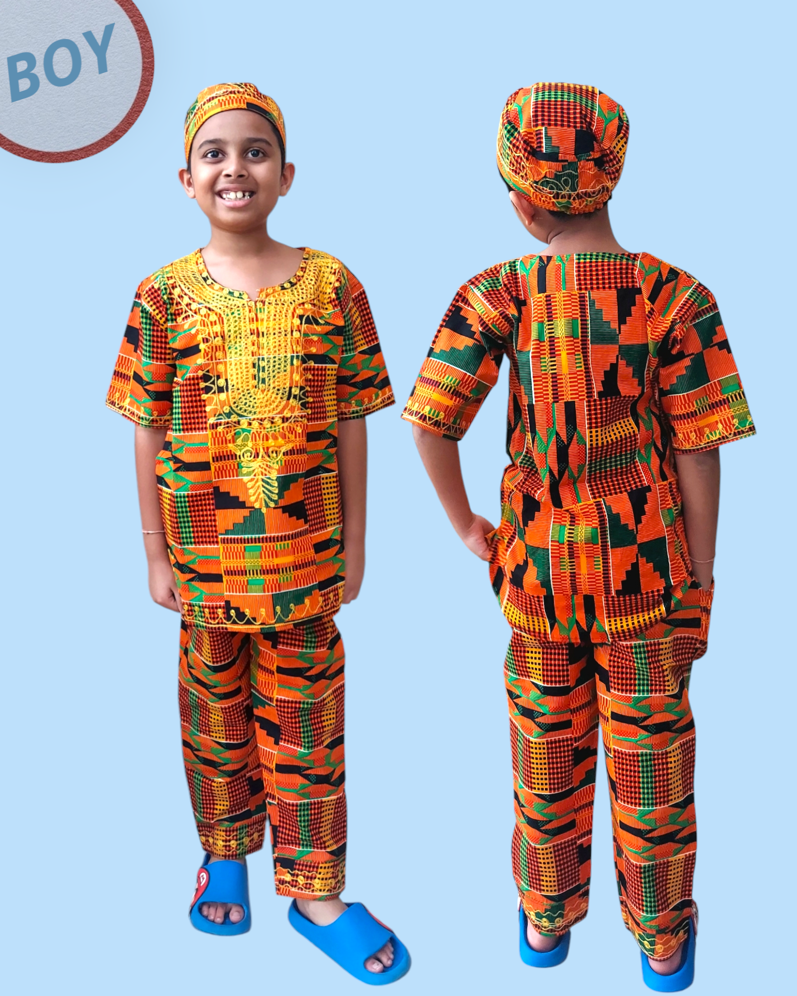 (Pack of 7)Boys 3 Pcs Set/ Pant/Tunic/Kufi Hat B