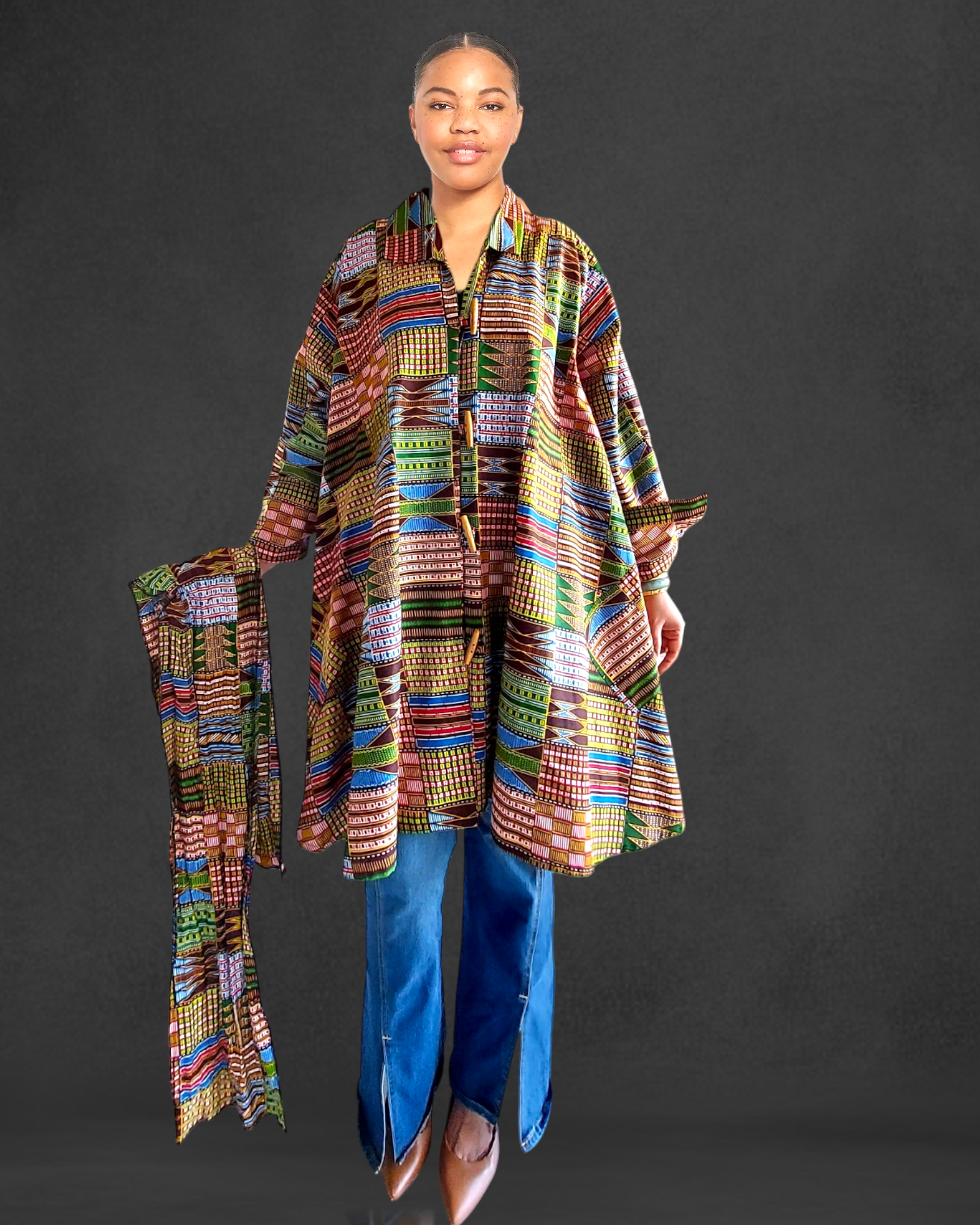 Cotton Short  Dress / Blouse With Scarf 1207