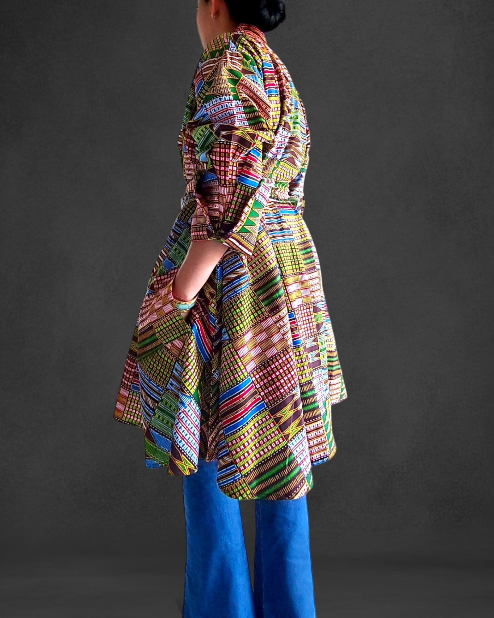 Cotton Short  Dress / Blouse With Scarf 1207