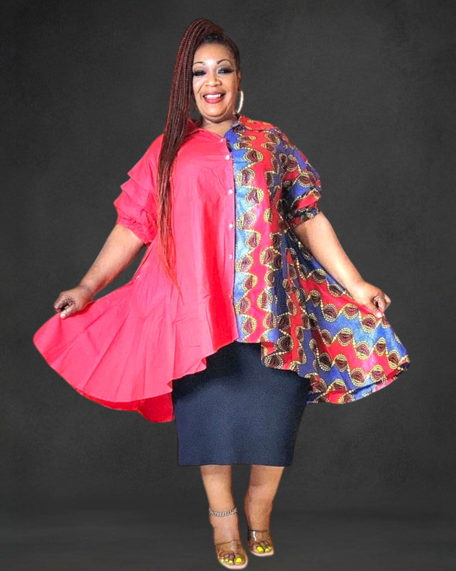 Swing Dress/ Cotton / Ruffle Sleeve - 25013-72