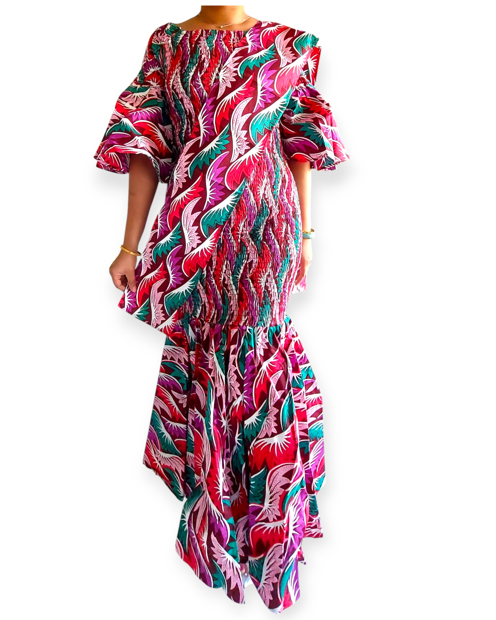 Smock Mermaid Dress - Pink Multi 9008