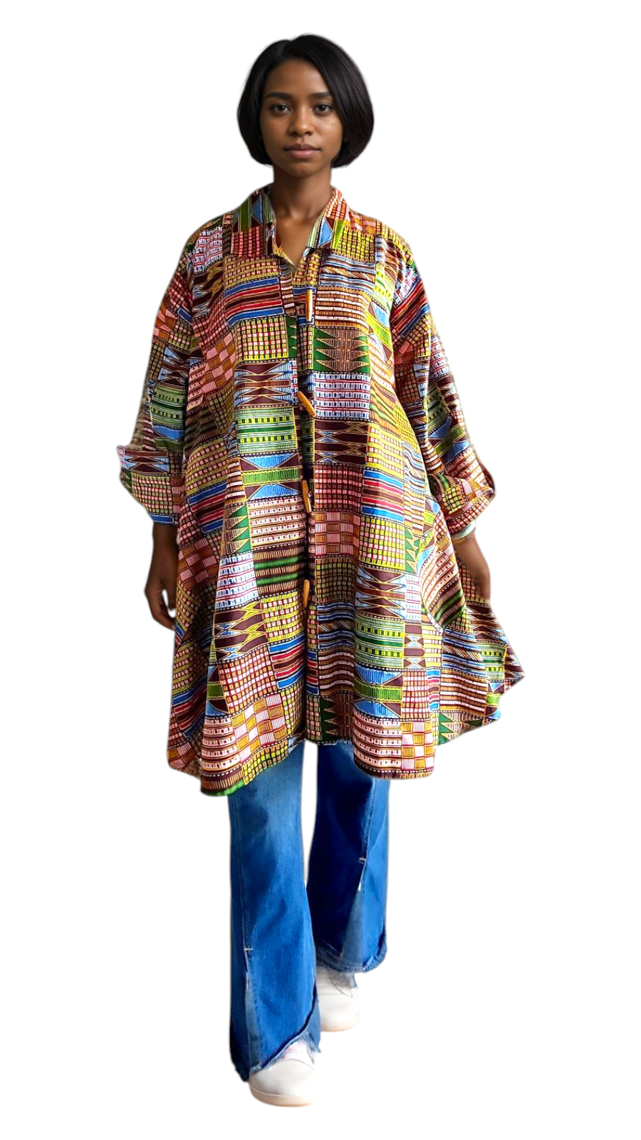 Cotton Short  Dress / Blouse With Scarf 1207