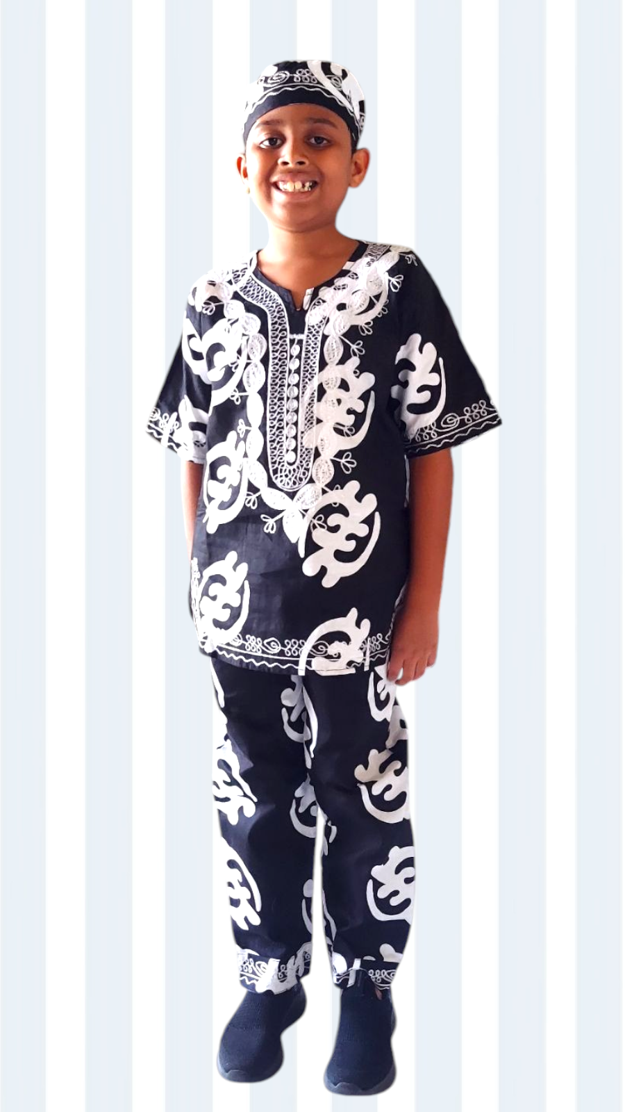 (Pack of 7) Boys 3 Pcs Sets/ Pant/Tunic/Kufi Hat - Gynmee Print