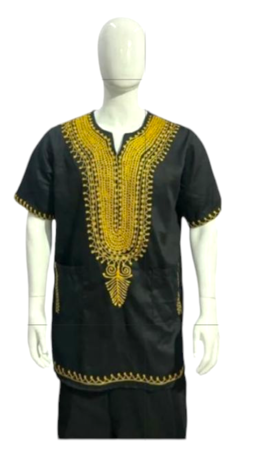 M031 Unisex/ Men/women kurta  Embroidery Top - Black