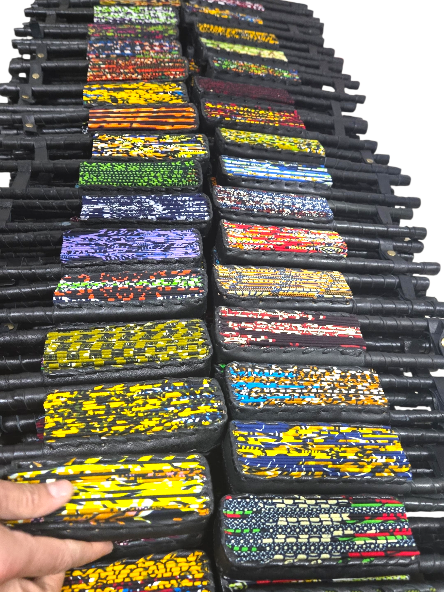 Hand Fan/ Folding with Leather Thong / Assorted