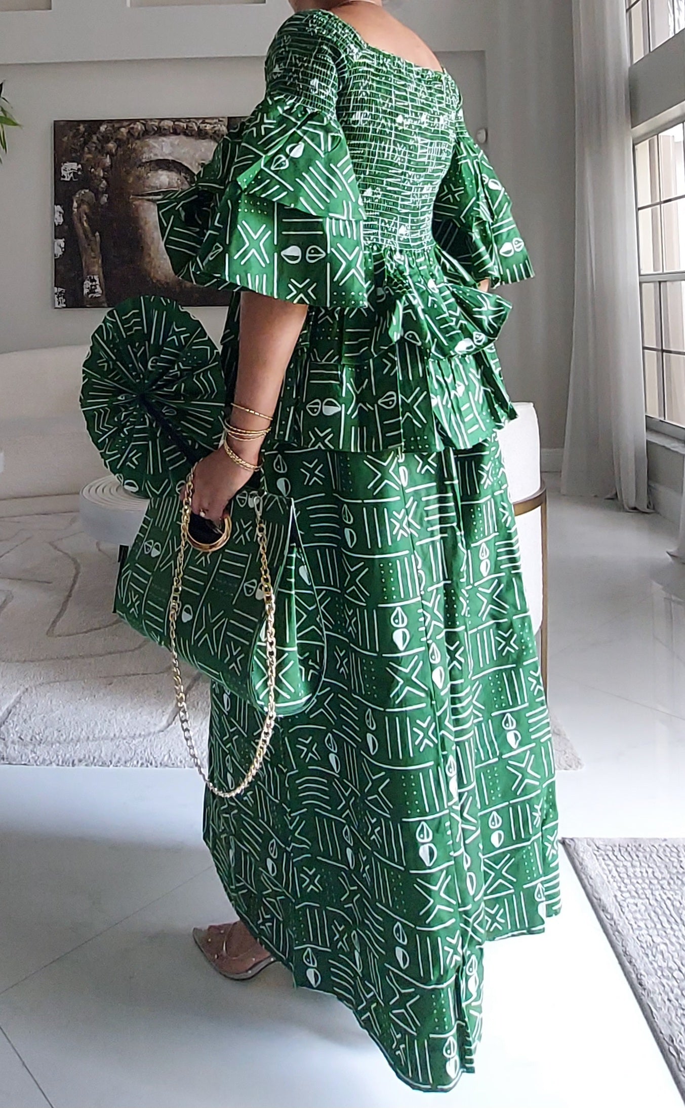 5-Piece African Ankara Pant Set Emerald - 019-PS14C