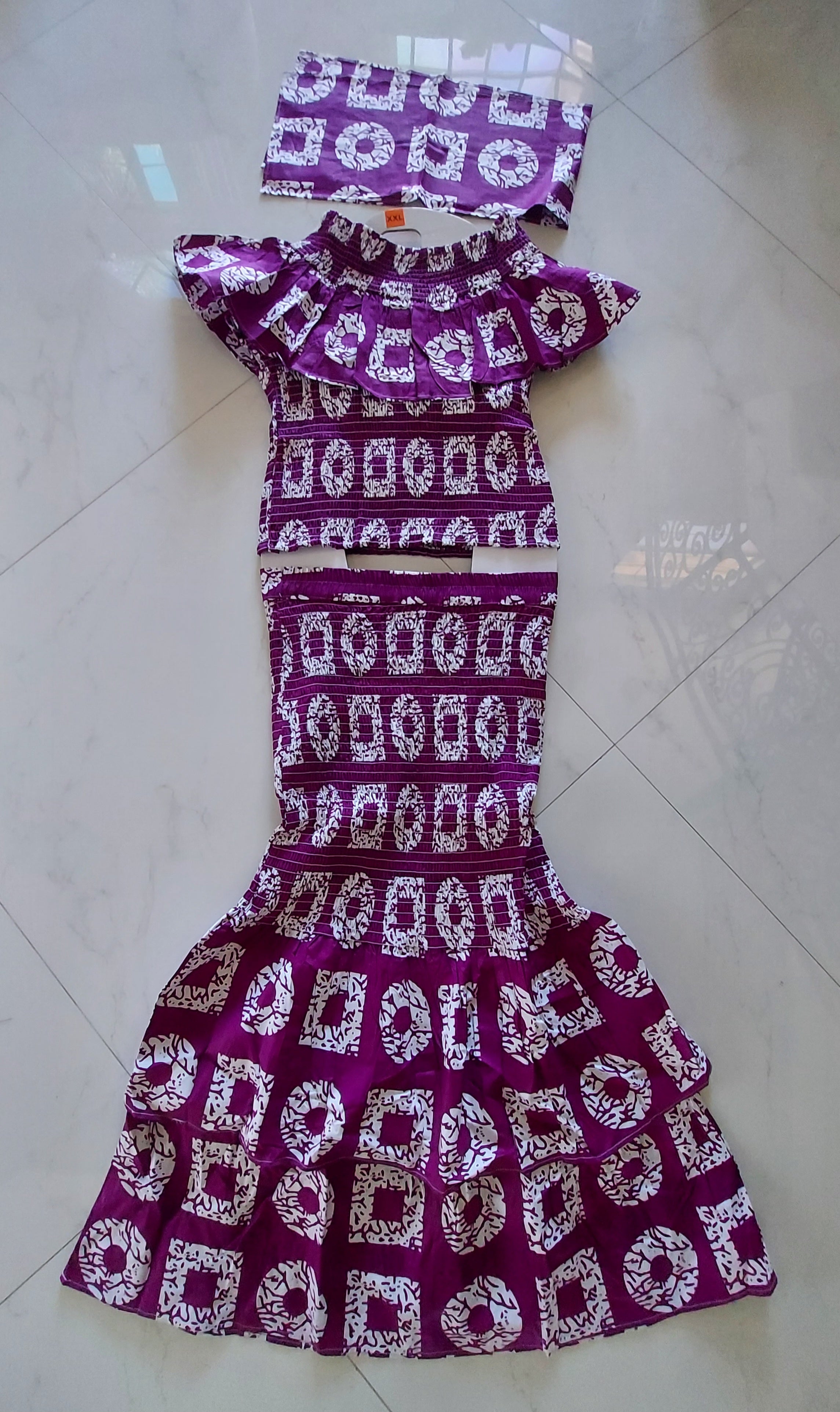 Smock fit & flare Skirt & Blouse Set-DRS019