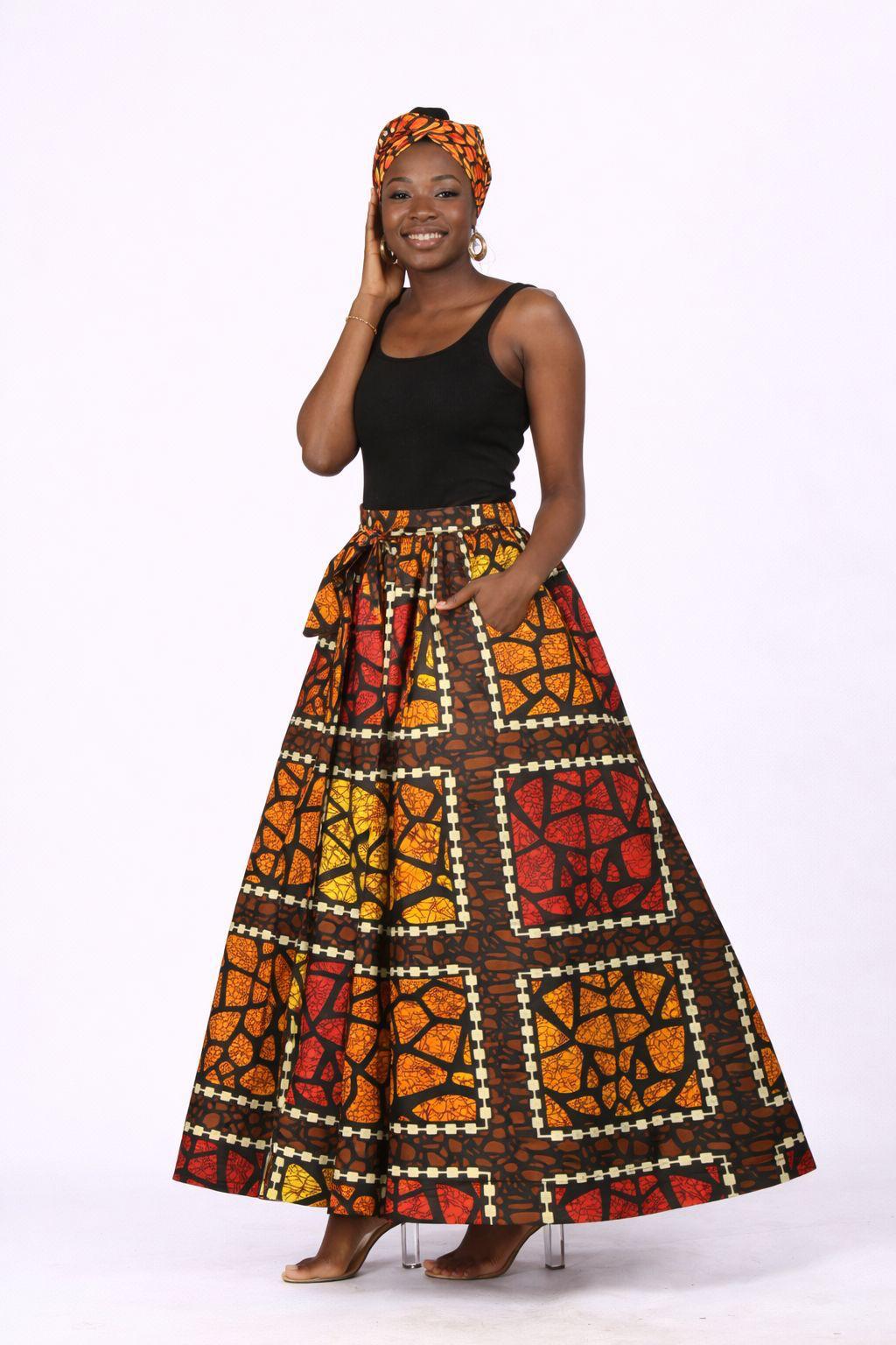 Woman Long Printed Maxi Skirt-1350 G