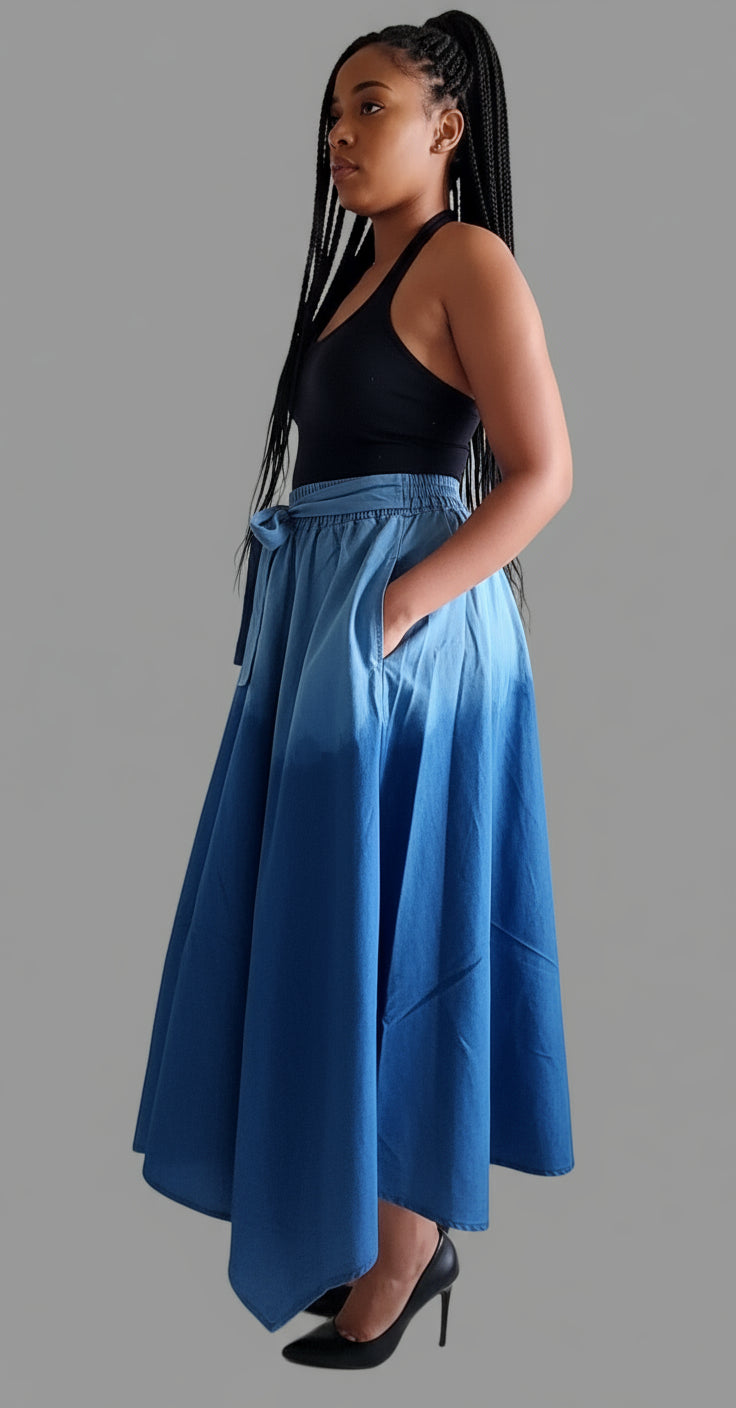 Denim Maxi Skirt Two Tone 49