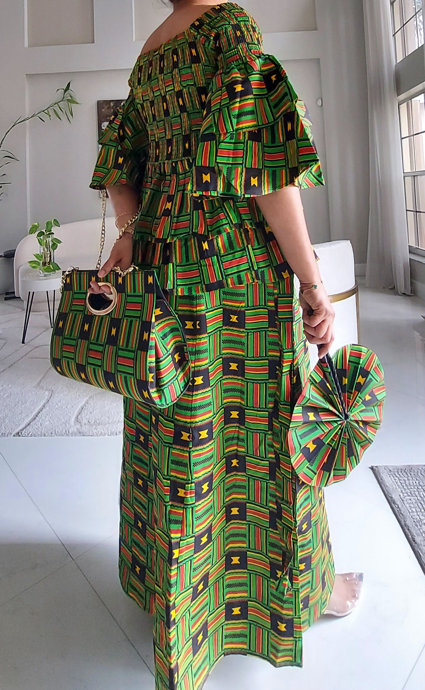 5-Piece African Ankara Pant Set Heratige Kente Mix - 019-PS14F