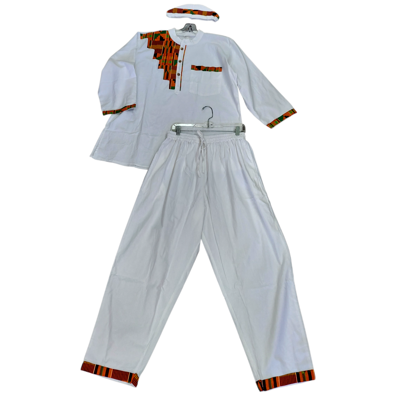 Men’s 3-Piece Traditional Set – Kufi Hat, Tunic Shirt & Long Pant
766 White