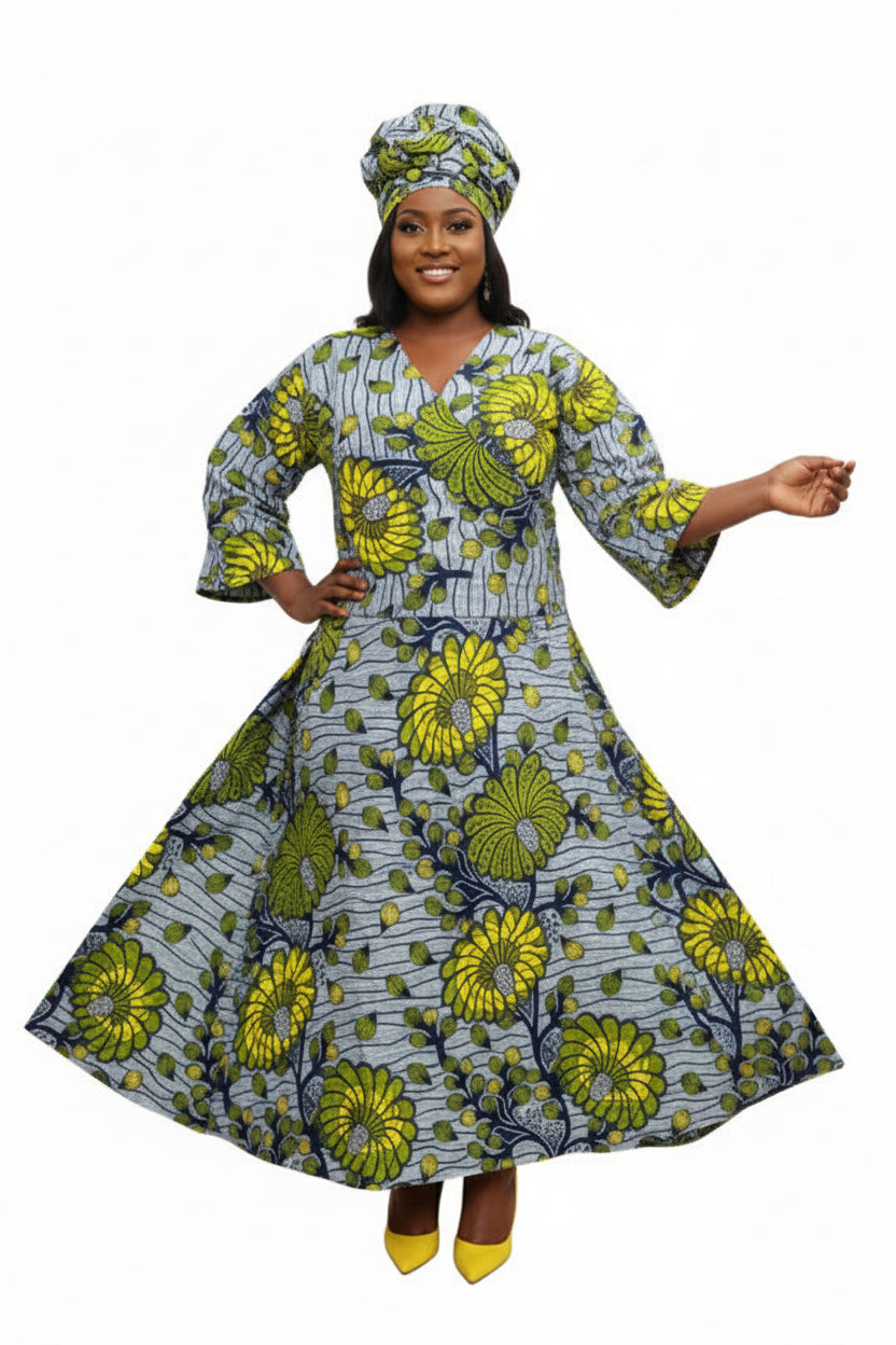 Combo Long Wrap Dress + Pocketbook Set 2025-735