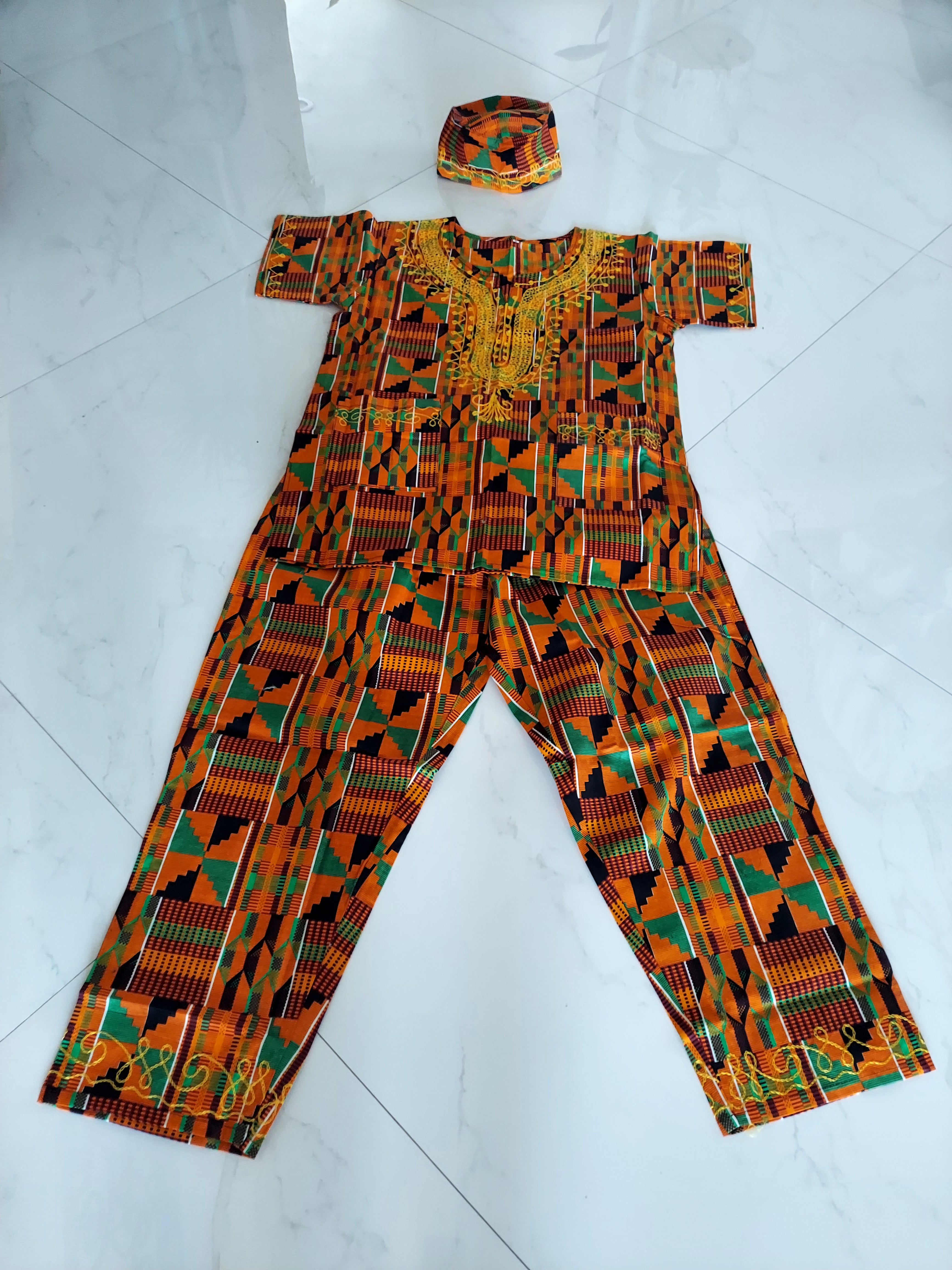 Men 3Pcs Pant Set /Traditional Kente Print-