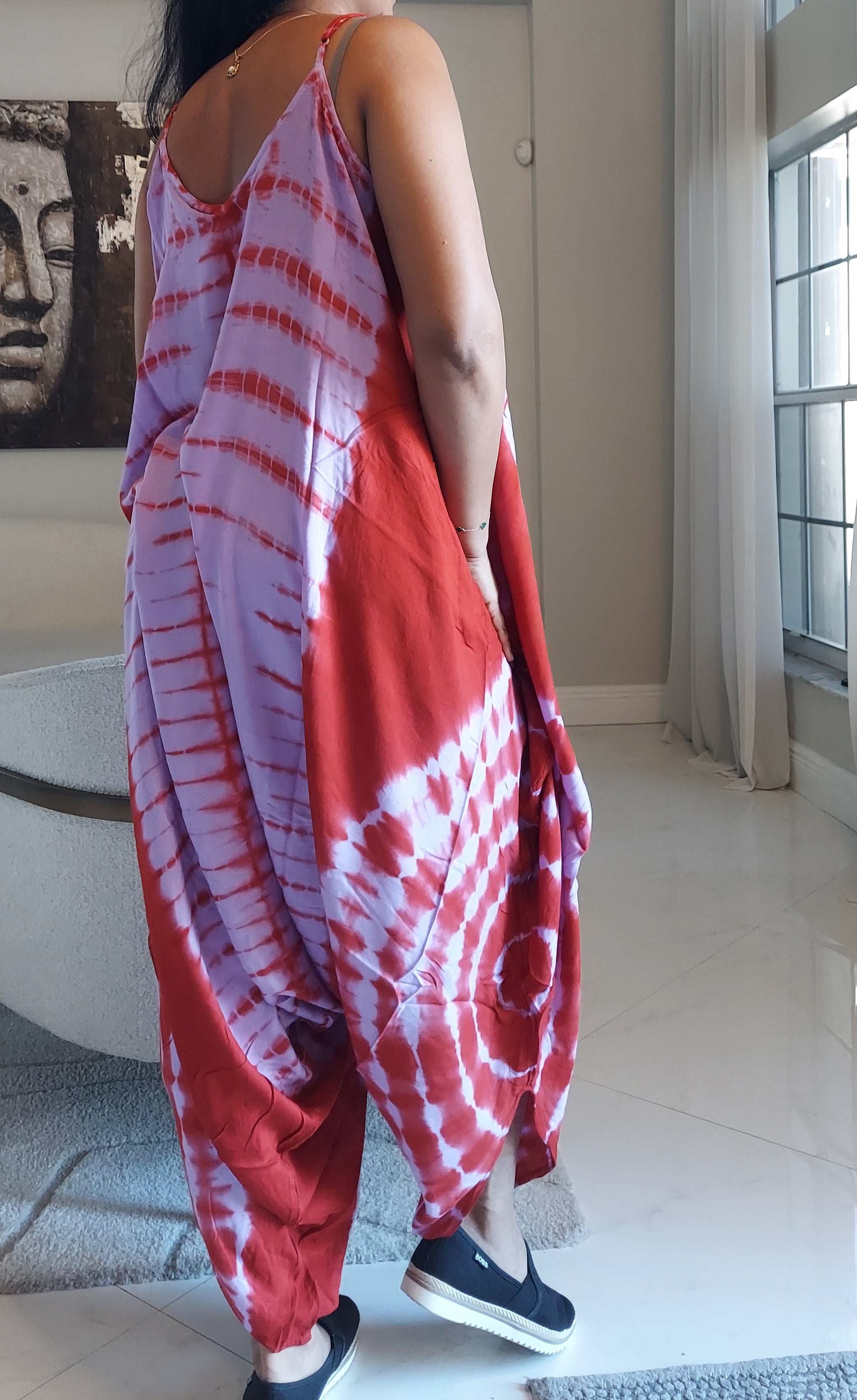 Harem Tie-Dye Jumpsuit Red/Purple 1105
