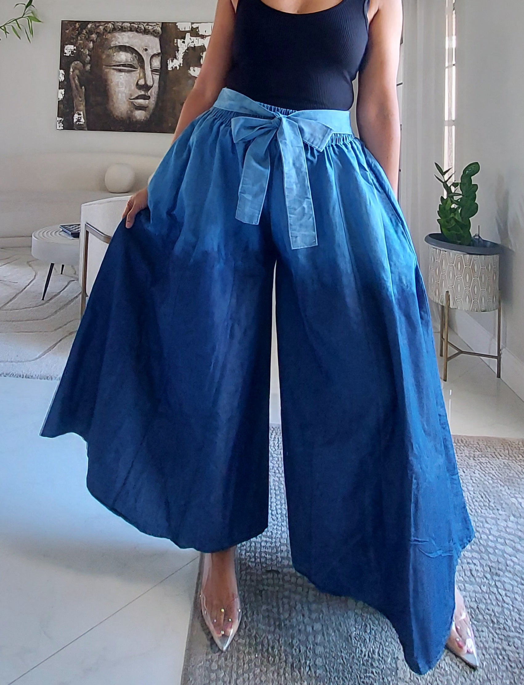Denim Palazzo Pant- Two Tone 44