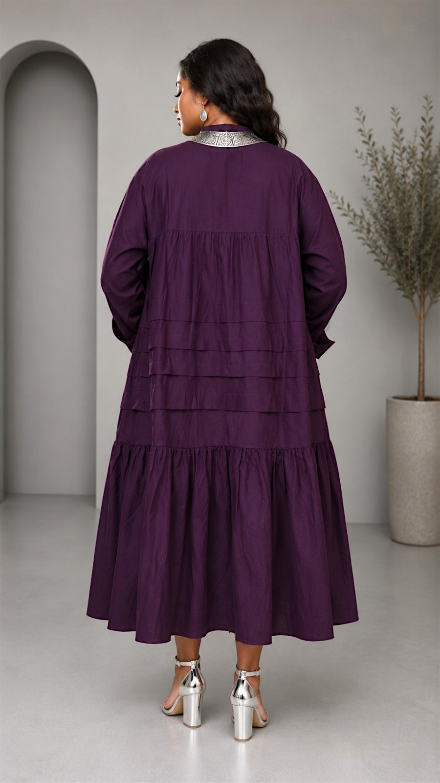 Tiered Midi Dress - Purple 7580