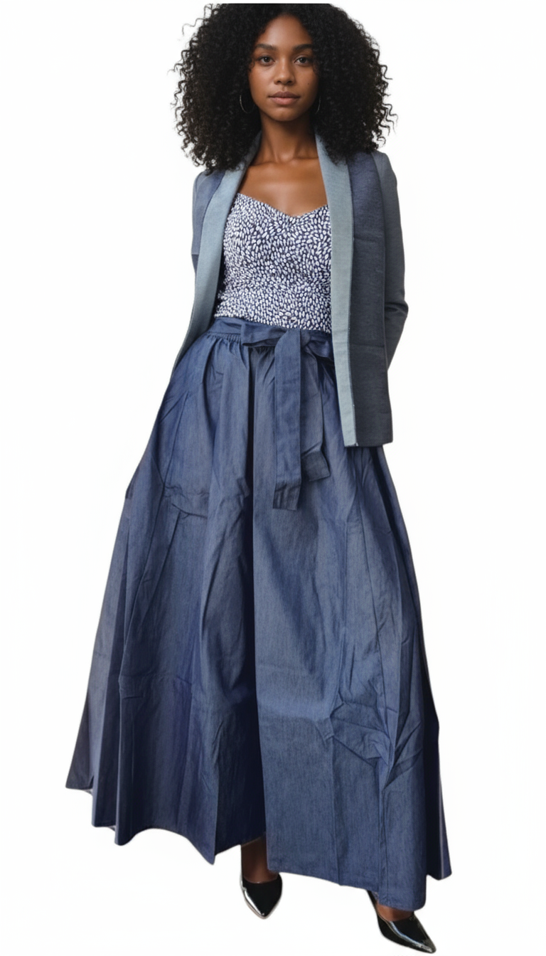 821- All Denim Long Skirt - Reg/Plus