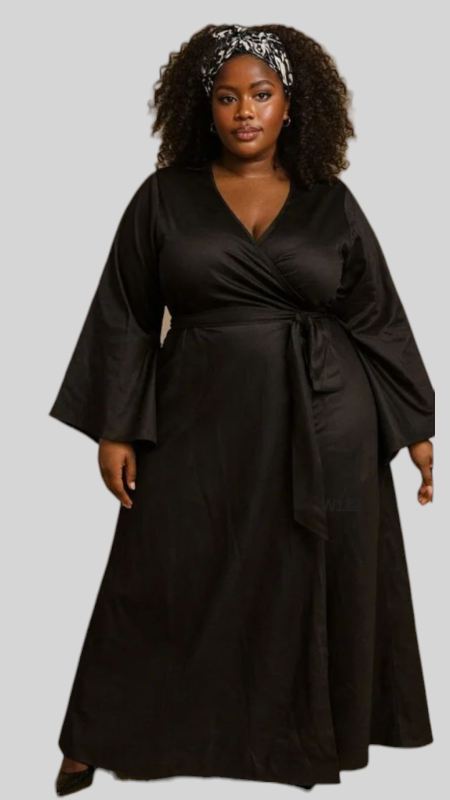 Women Wrap Around Dress/Bell sleeve - 1360 White