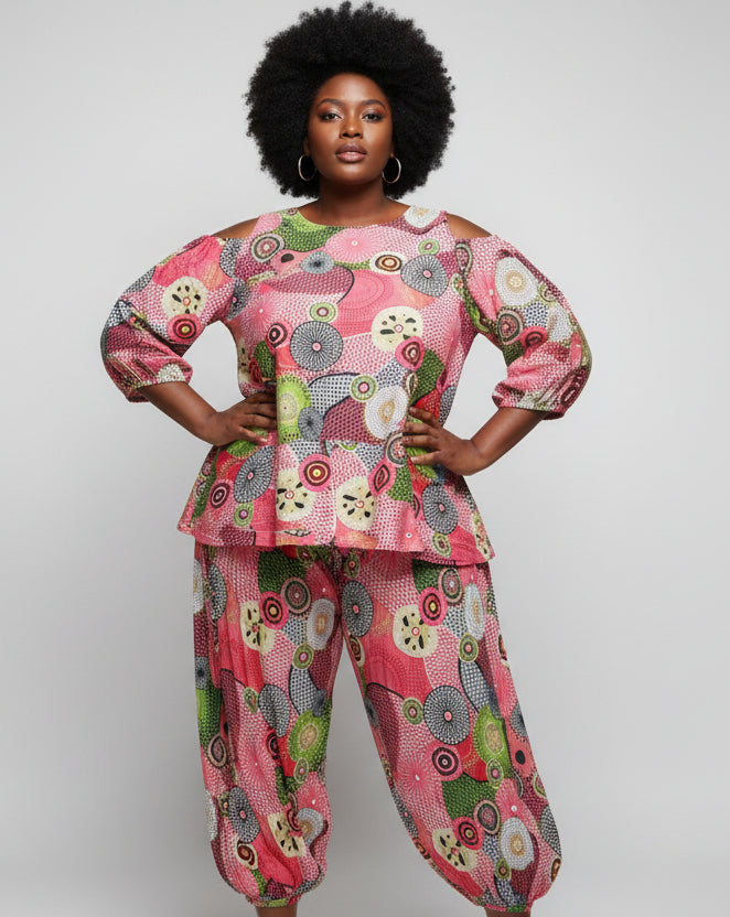 Harem Pant & Blouse Set/ Printed AA22-632