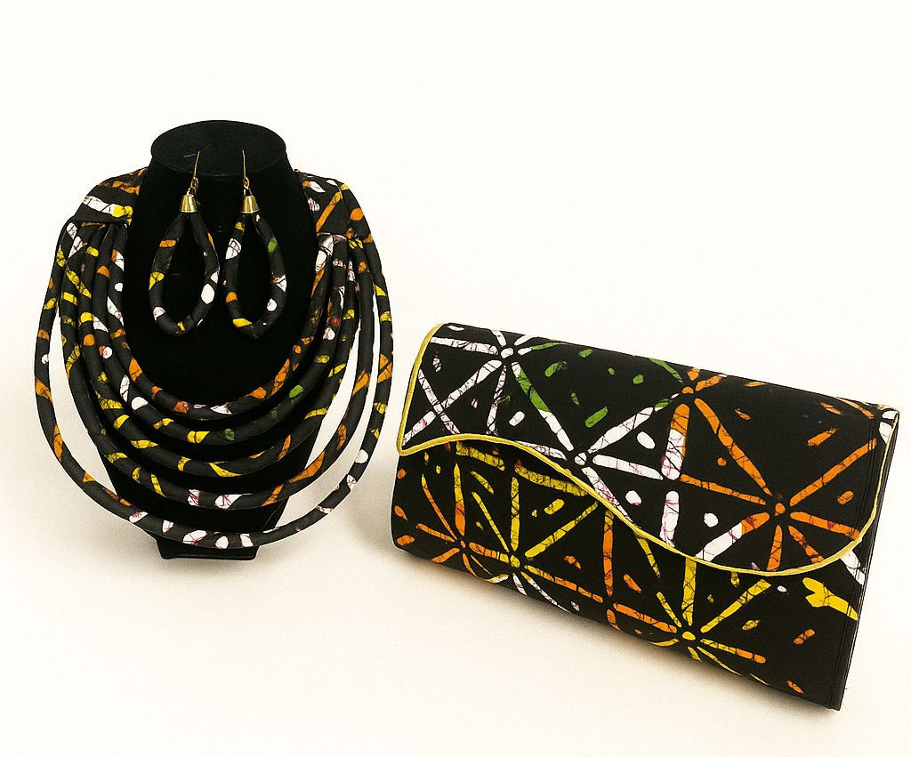 Clutch Bag & Rope  Necklace Set /African Print /Ankara16