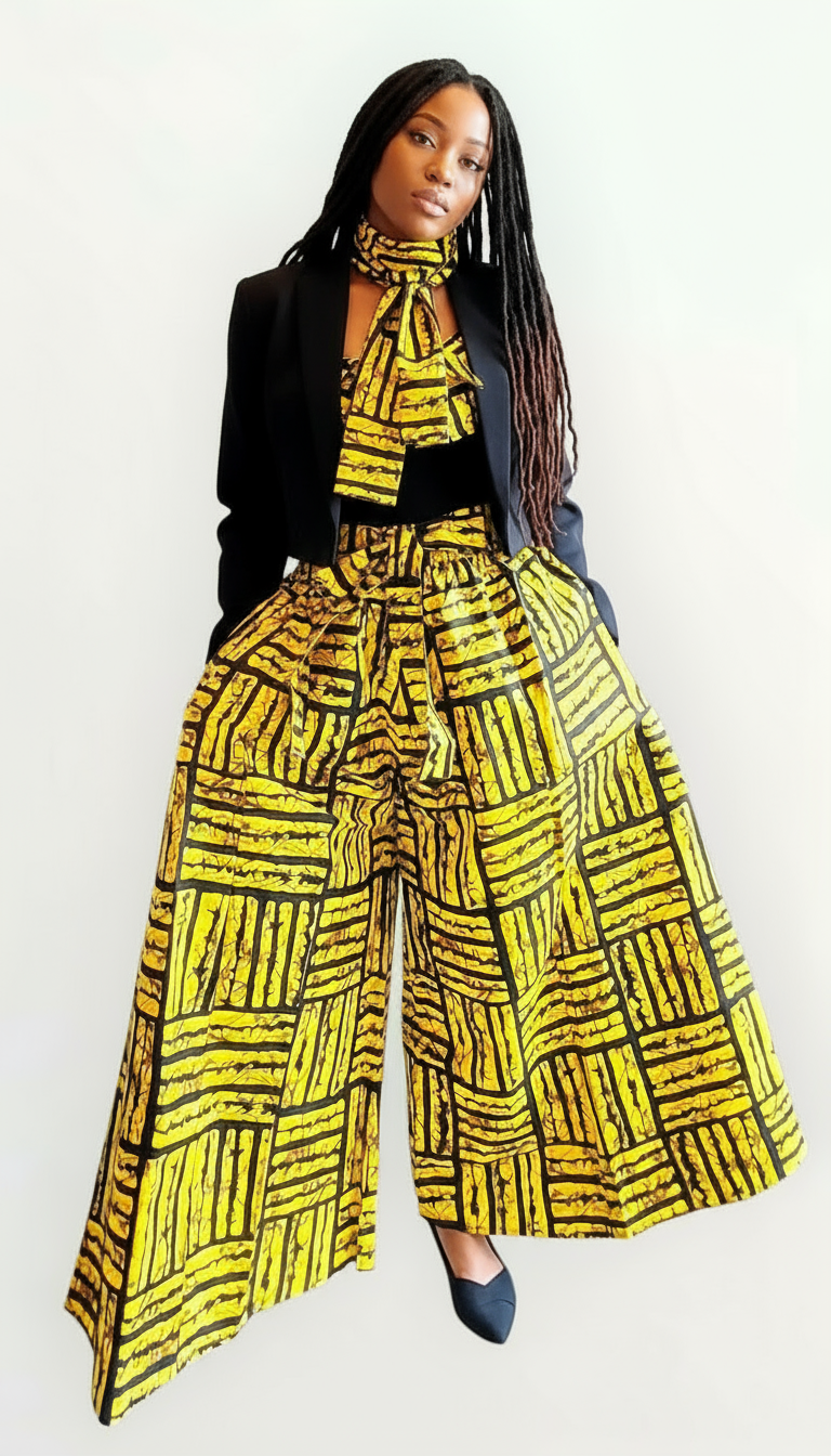 Women Palazzo Pant / Wide Leg Pant -PS13 Yellow