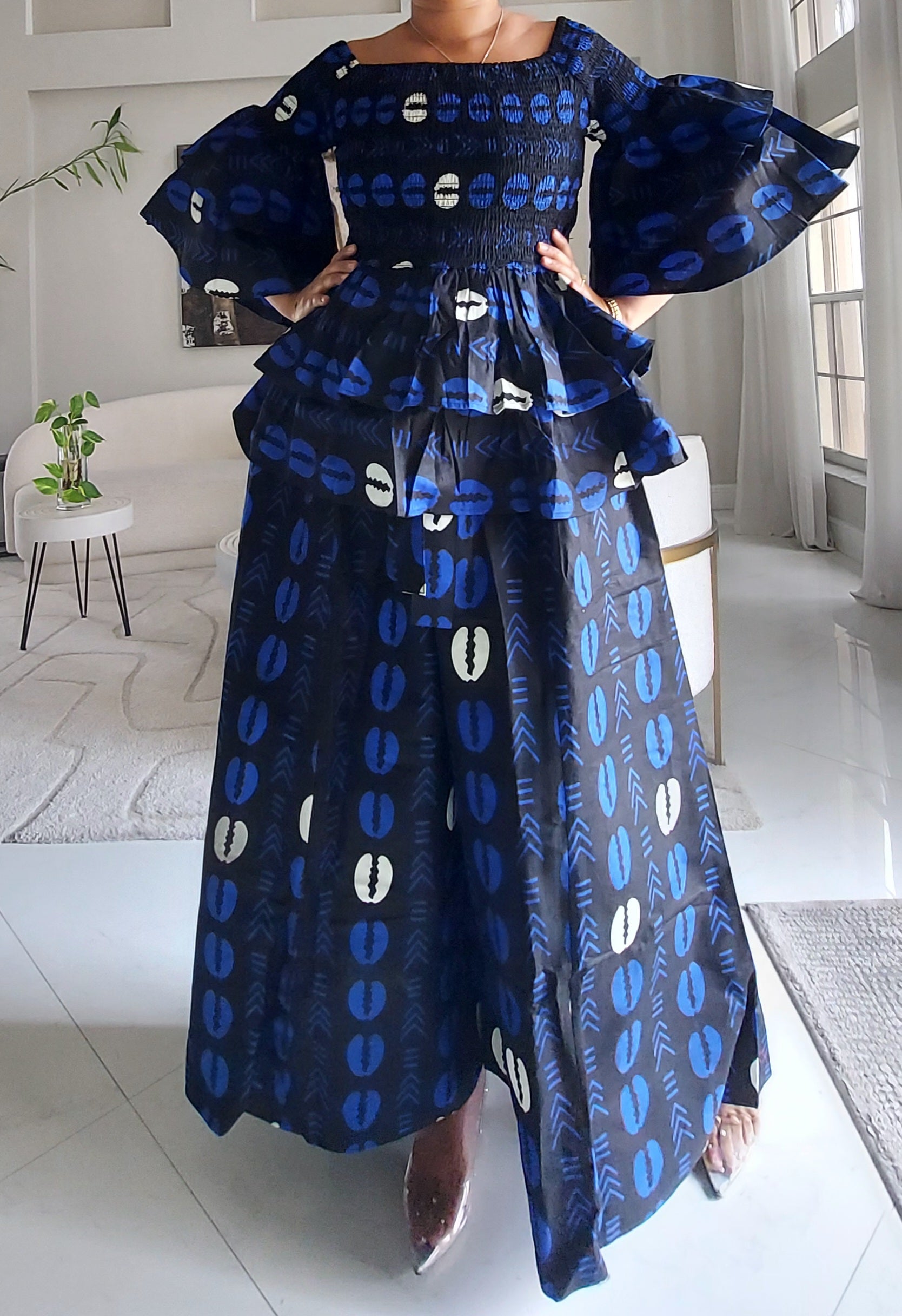 5-Piece African Ankara Pant Set – Bold Blue Elegance 019-PS14D
