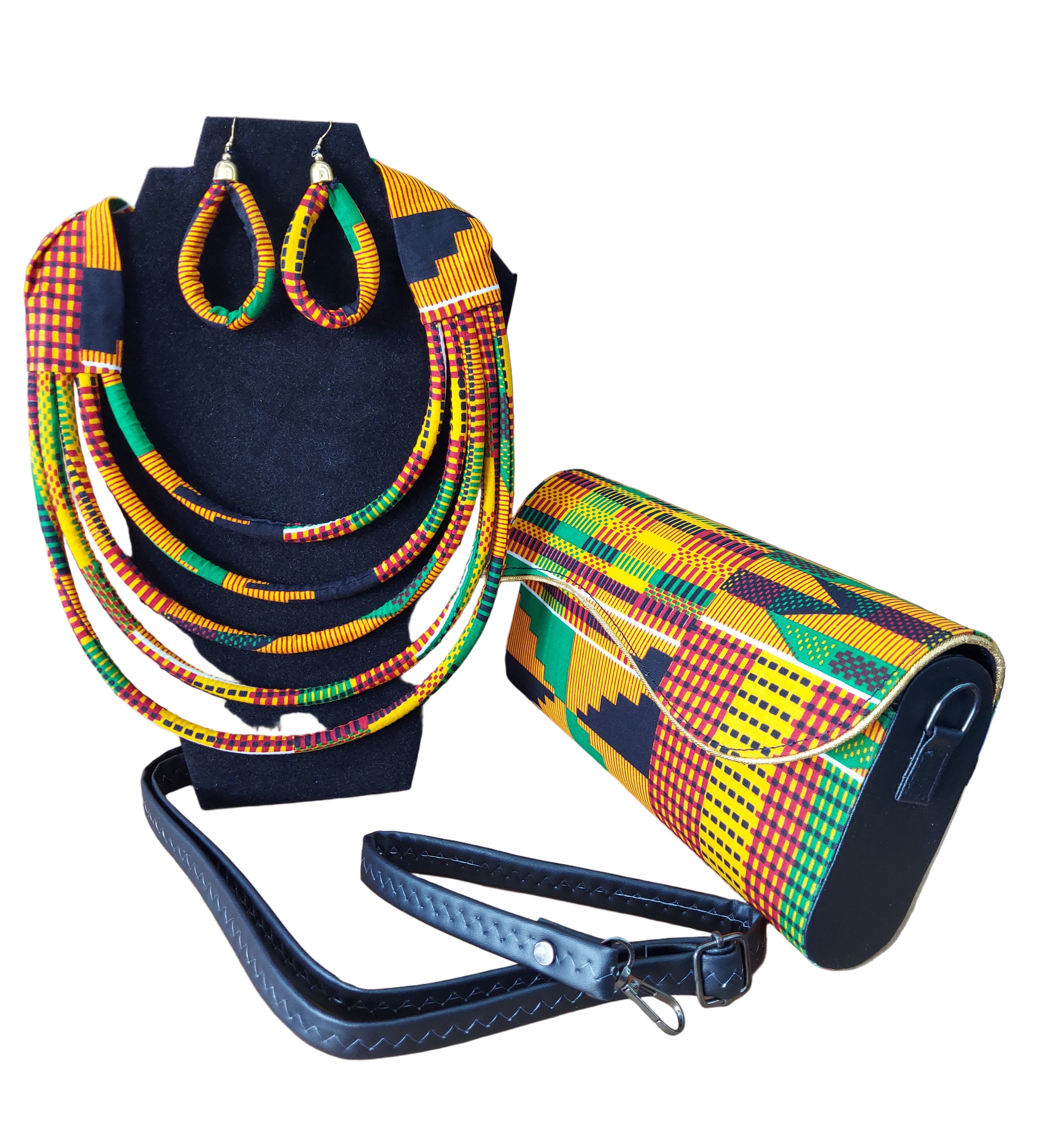 Clutch Bag & Rope  Necklace Set /African Kente /Ankara18