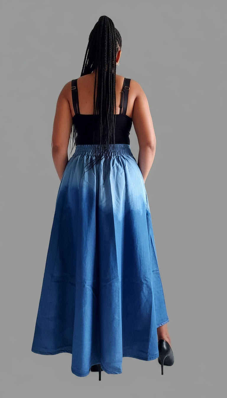 Denim Maxi Skirt Two Tone 49