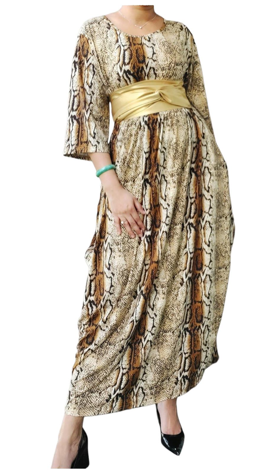 Bubble Dress/Mid Length Sleeves/ Snake Print-161