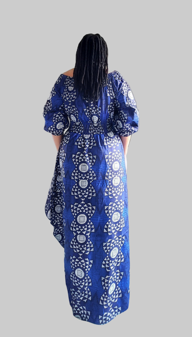 7285- Women High/ Low Dress Blue64