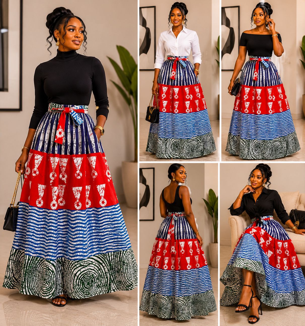 Woman Long Printed Maxi Skirt-1350 K