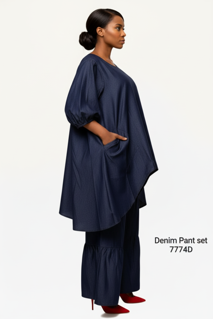 777DLS - Woman Denim Pant & Blouse Set