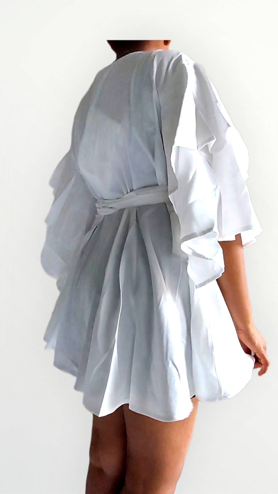 Cotton Wrap Blouse & Long  Skirt-TO12/1350 White