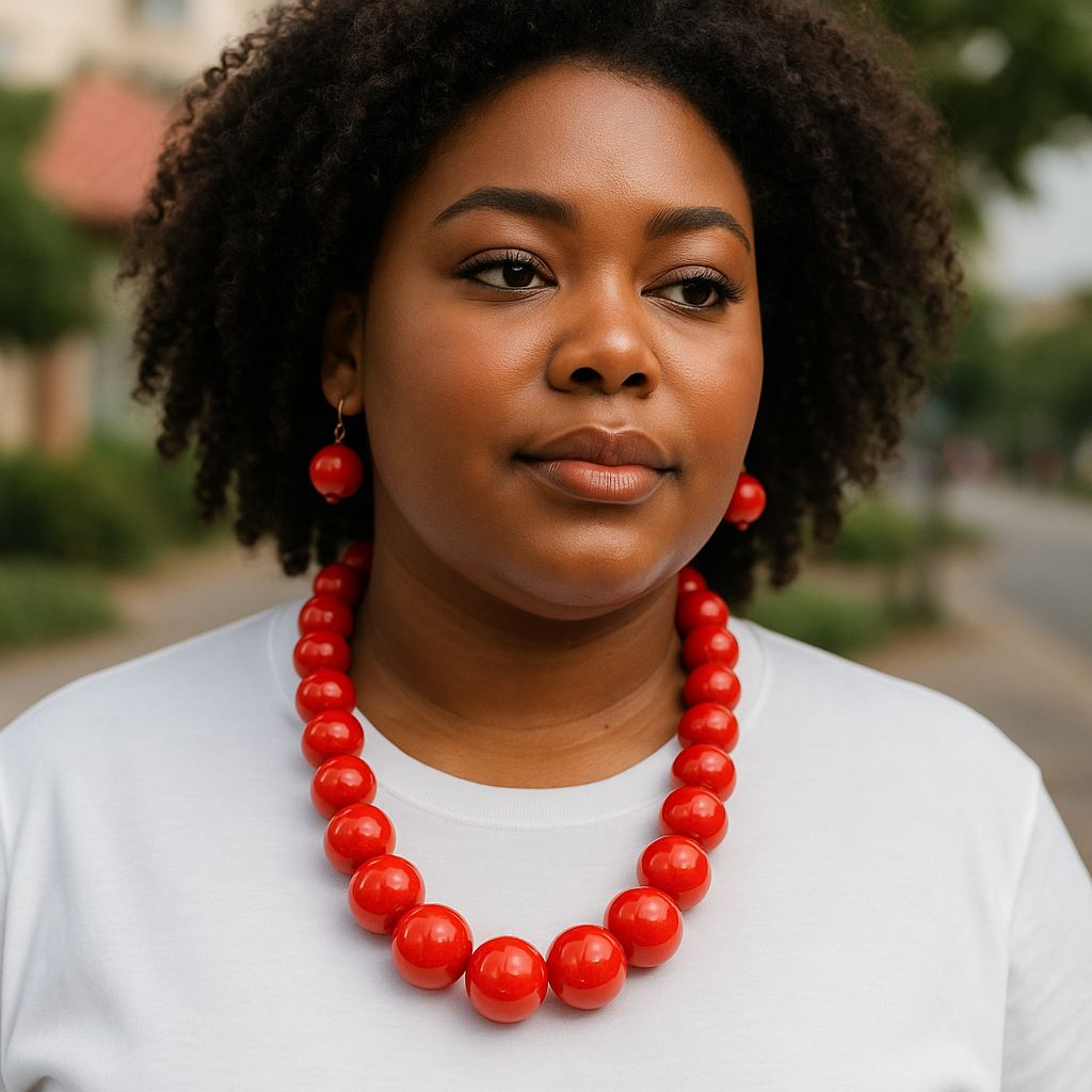 Necklace & Earrings Set /Fat Beads
