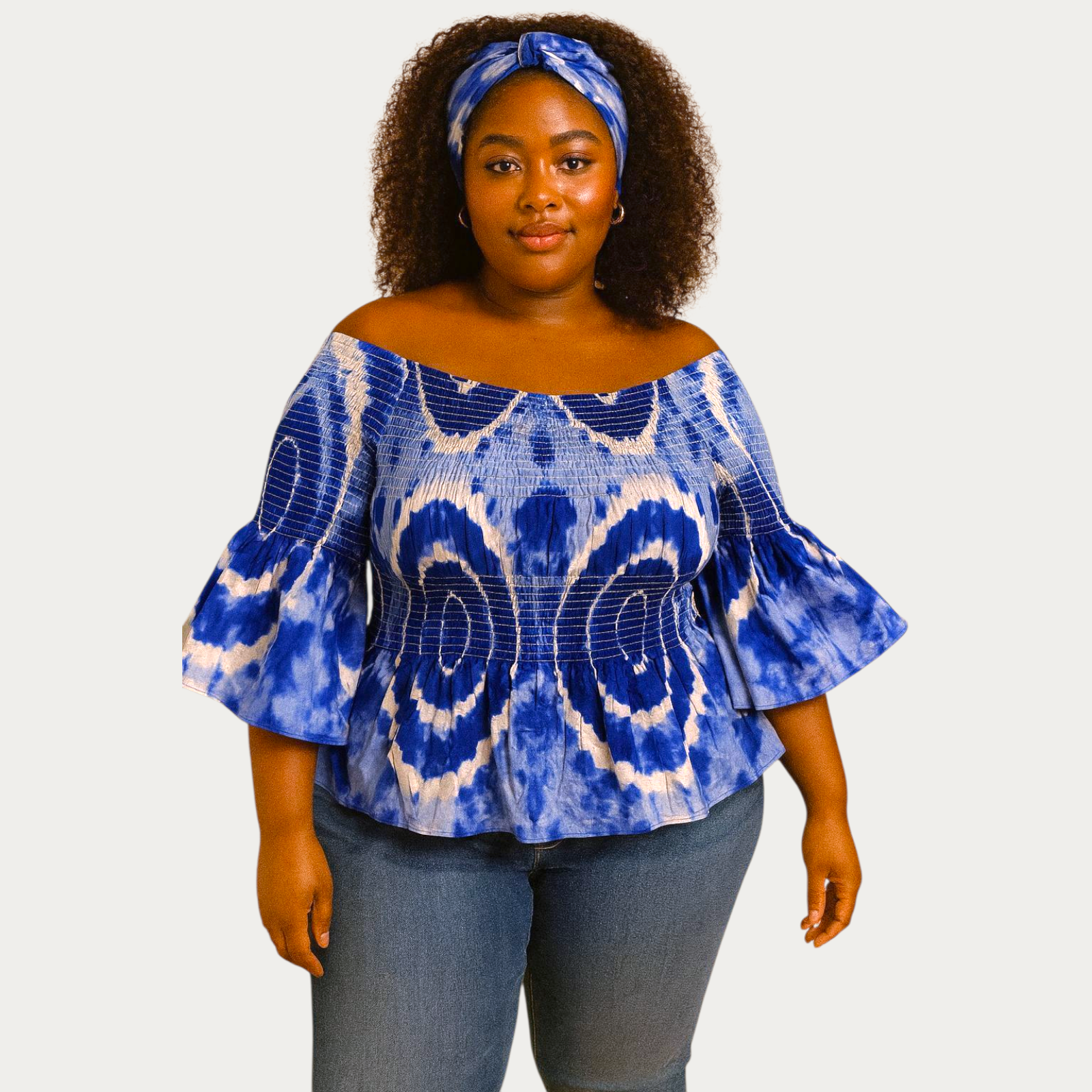 019 Smock & Flare Blouse- Blue