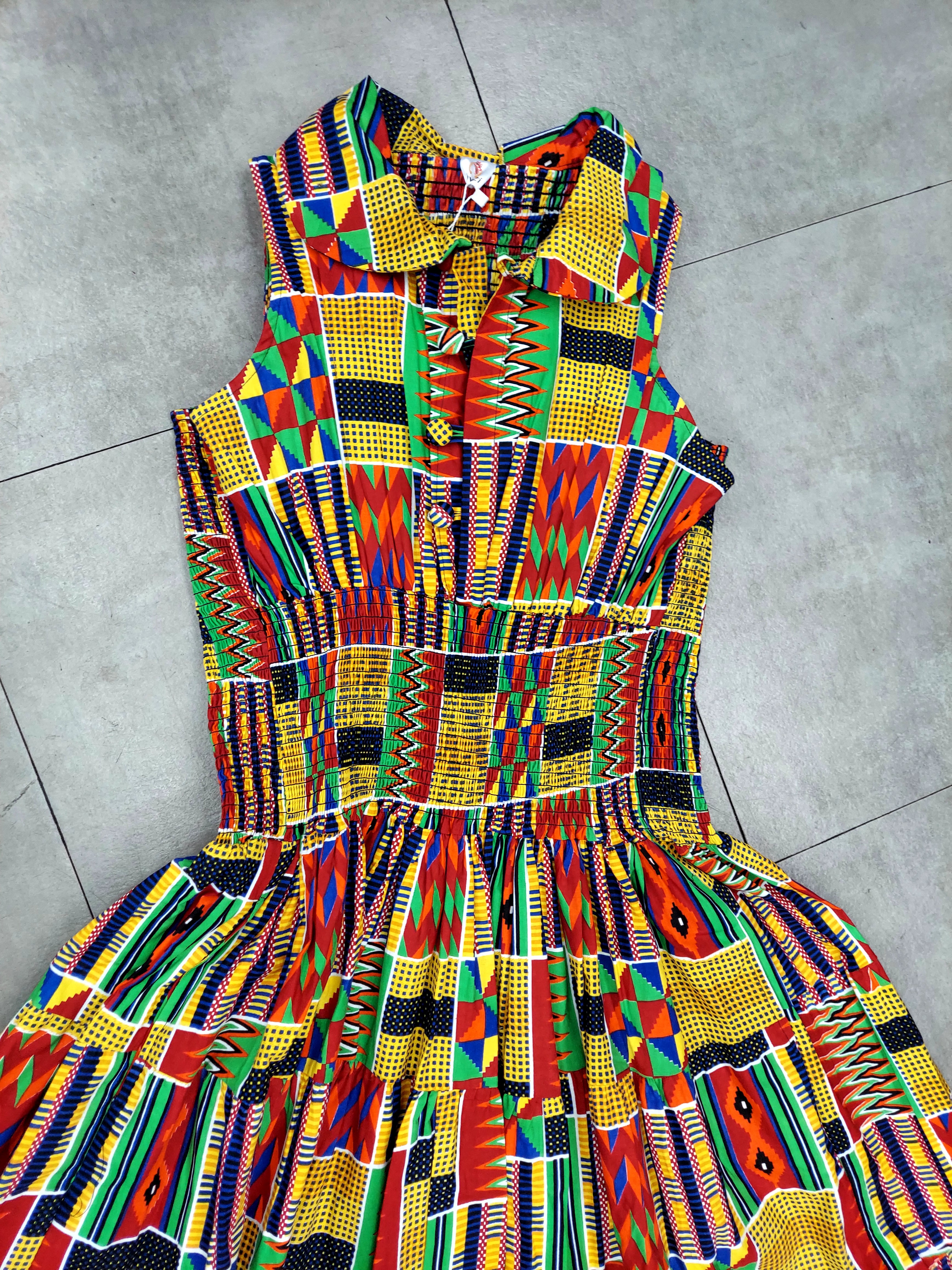 Middi Halter Smock Dress Kente kVC24-2