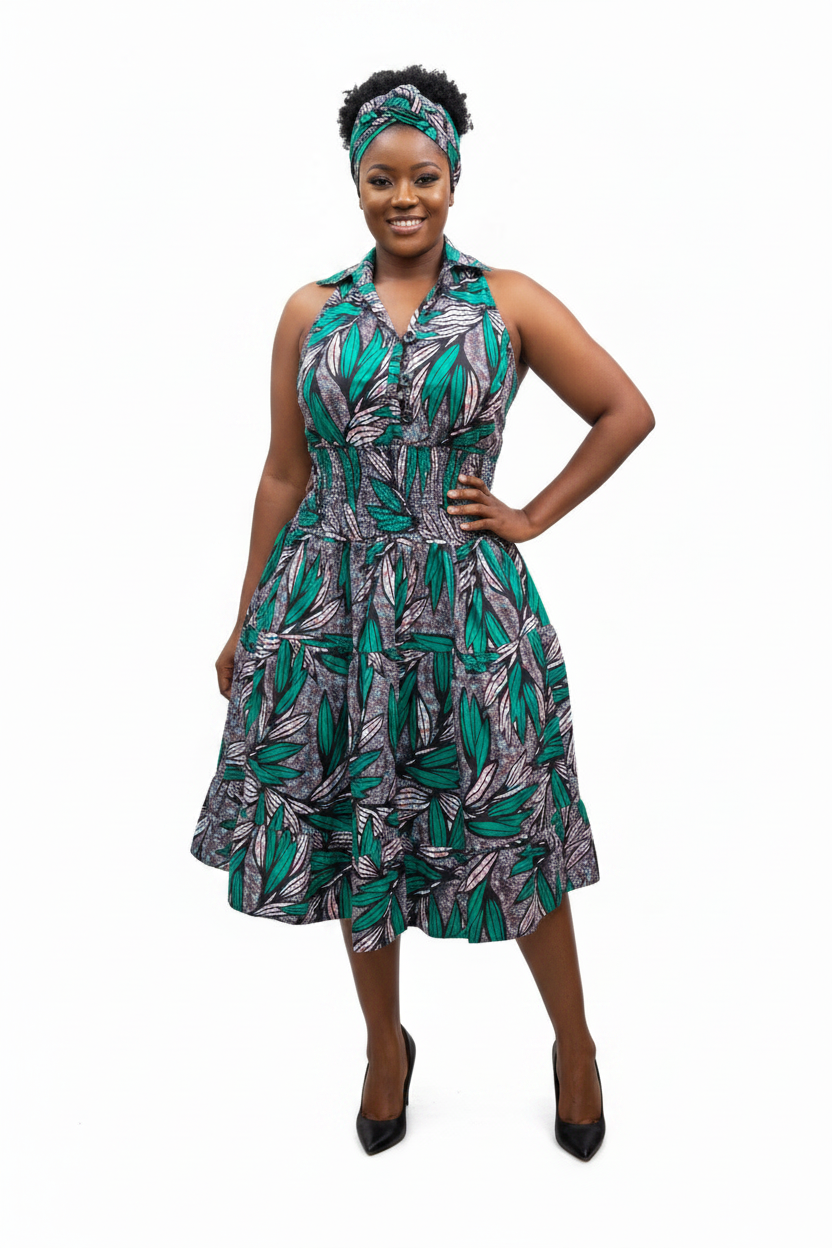 Halter Dress With Scarf S3