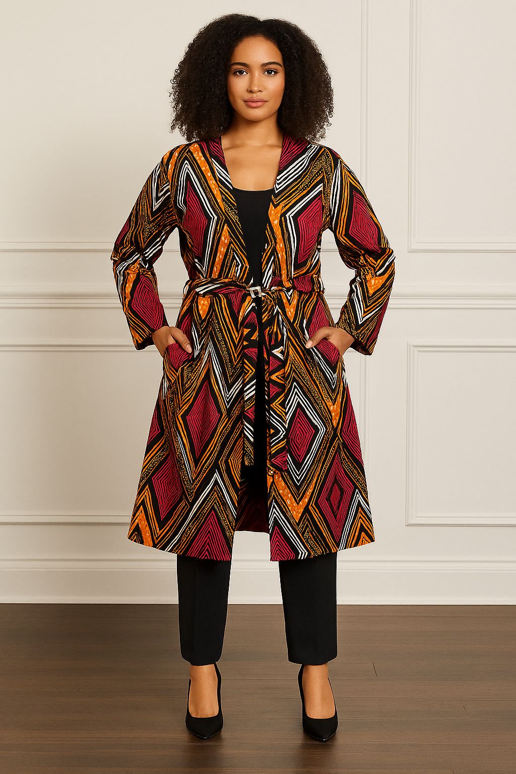 Kimono Mid Length Dress / Ankara Print  FJO17