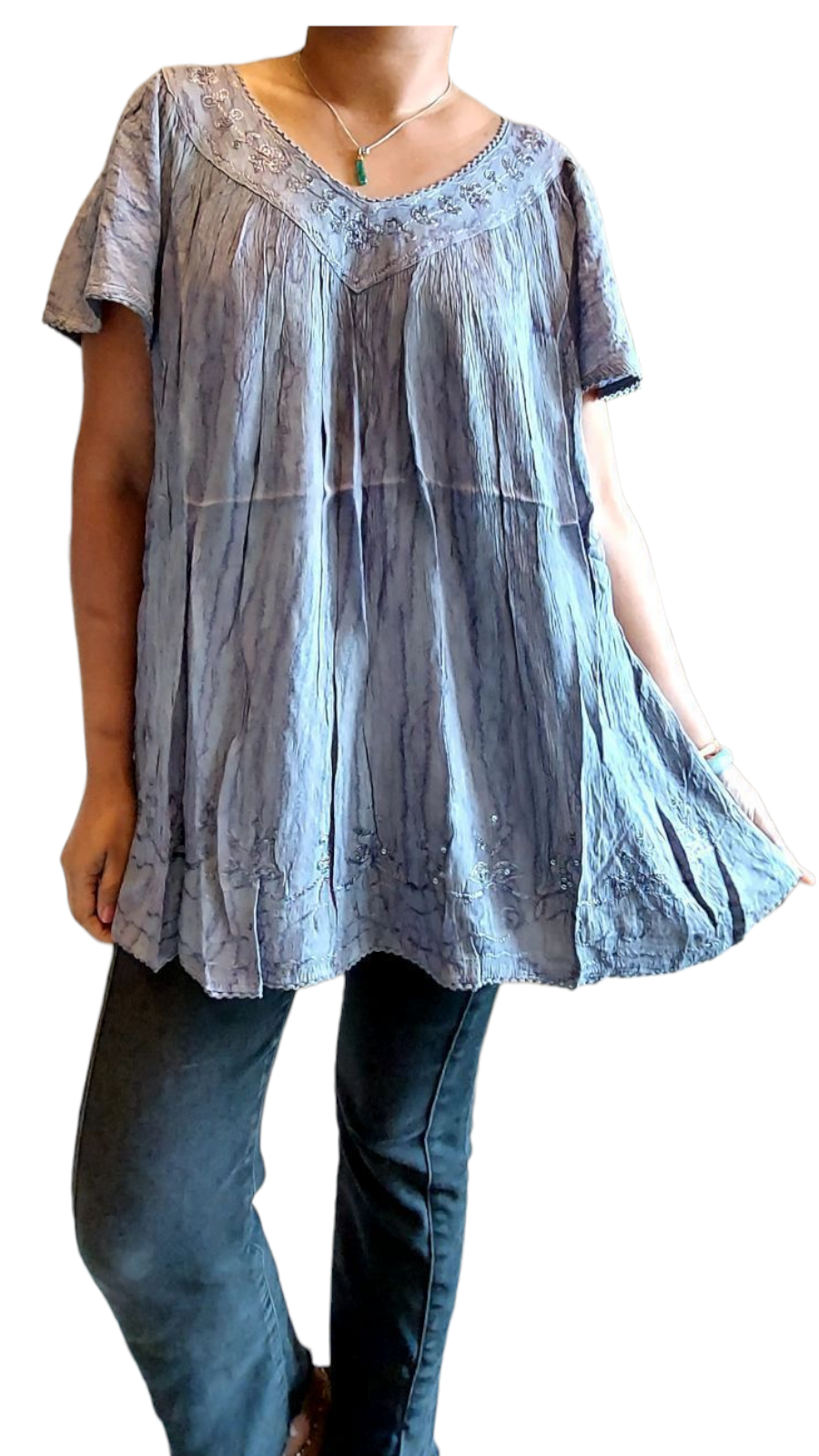 Woman Plus-Size Crinkle Blouse -15780