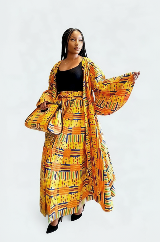 3pcs Set Maxi Skirt Pocketbook wrap Dress 2167 A