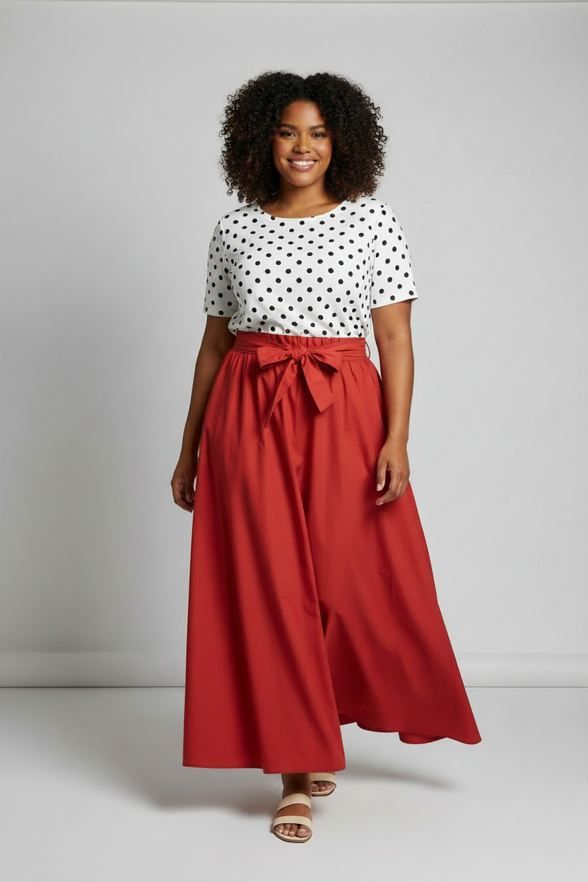 Cotton Maxi Skirt - 42C Red