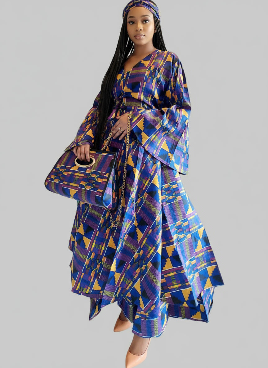 3pcs Set Maxi Skirt Pocketbook wrap Dress 2167 E