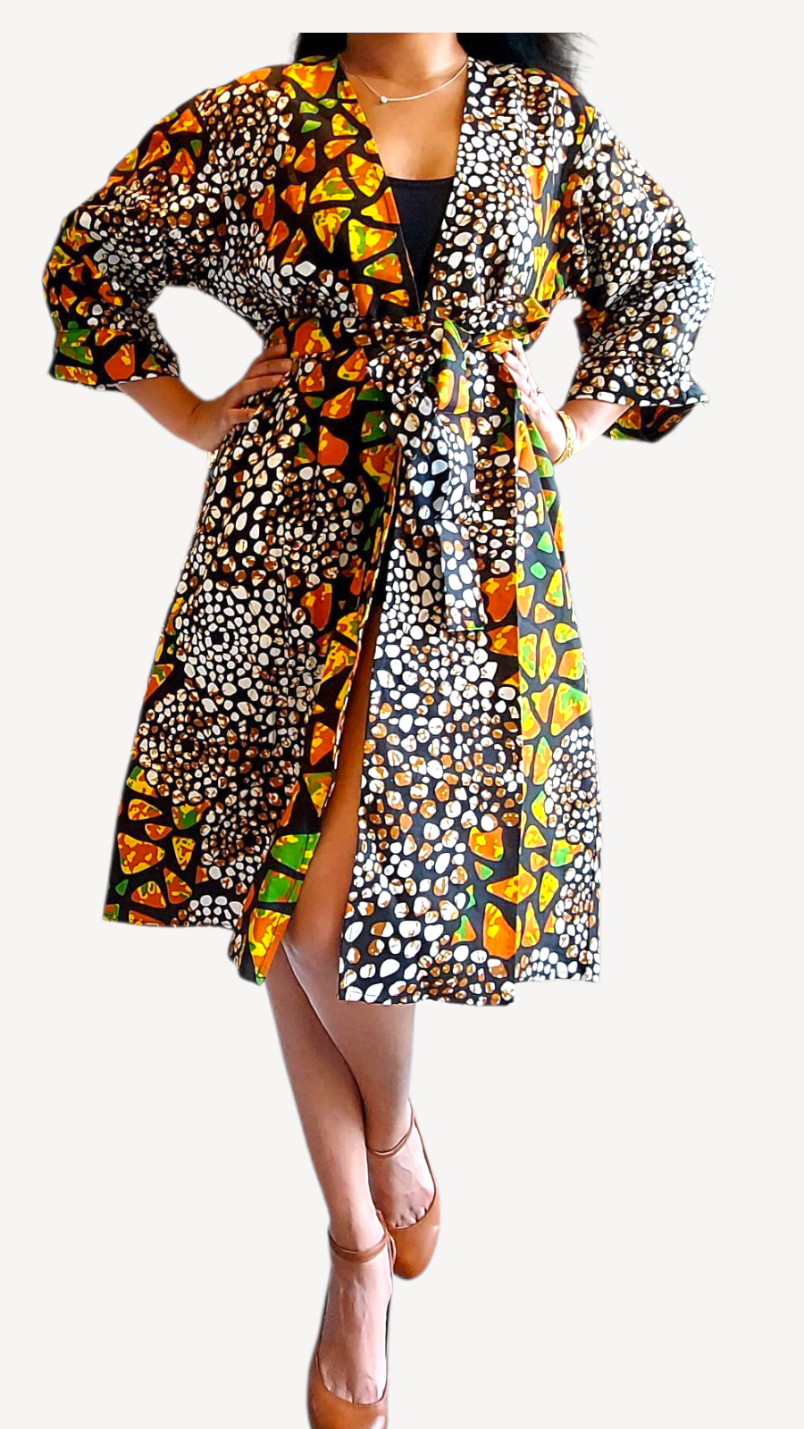 Kimono Mid Length Dress / Ankara Print  FJO17