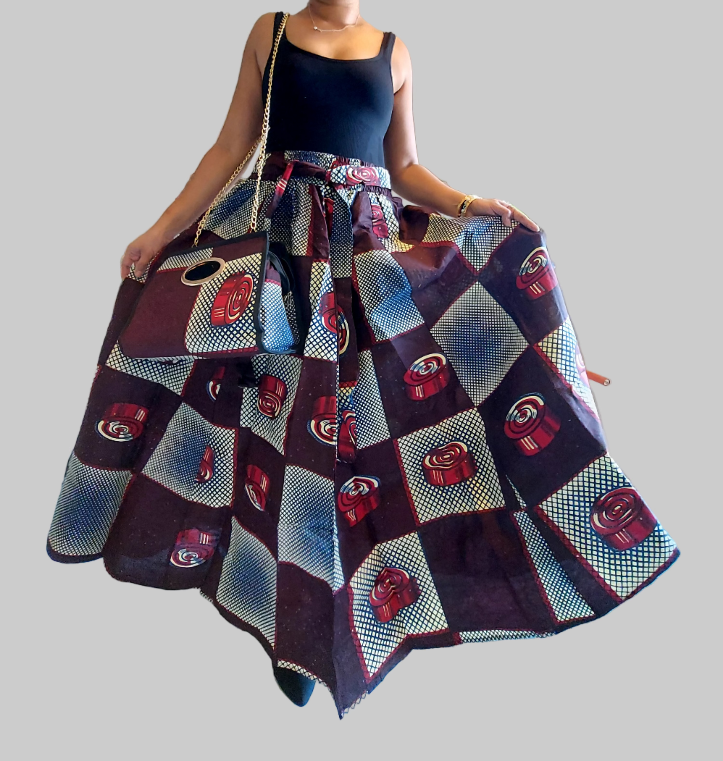 3pcs Set Maxi Skirt Pocketbook wrap Dress 746 L