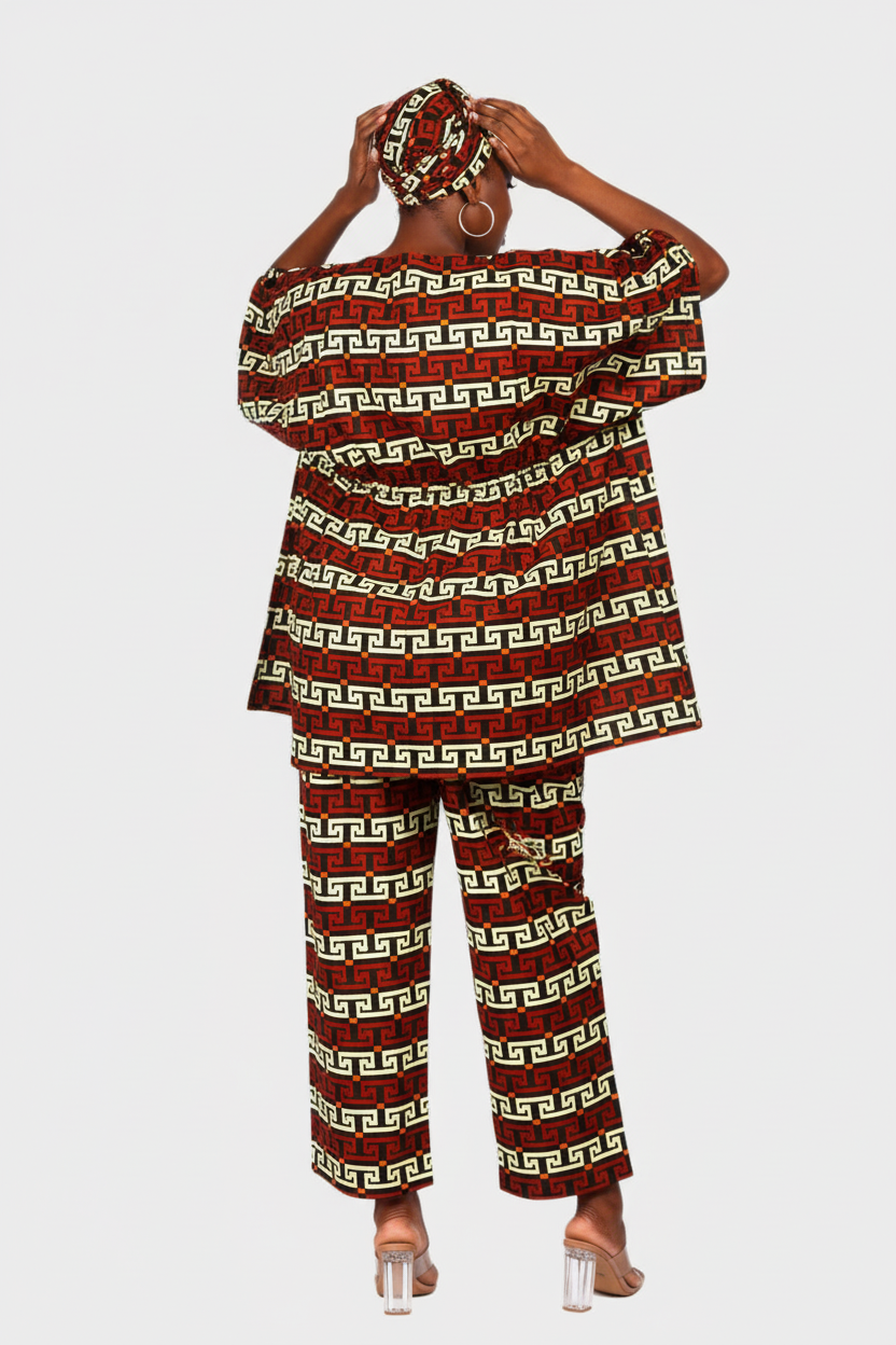Peplum / kaftan Top & Pant Set Geometric 806