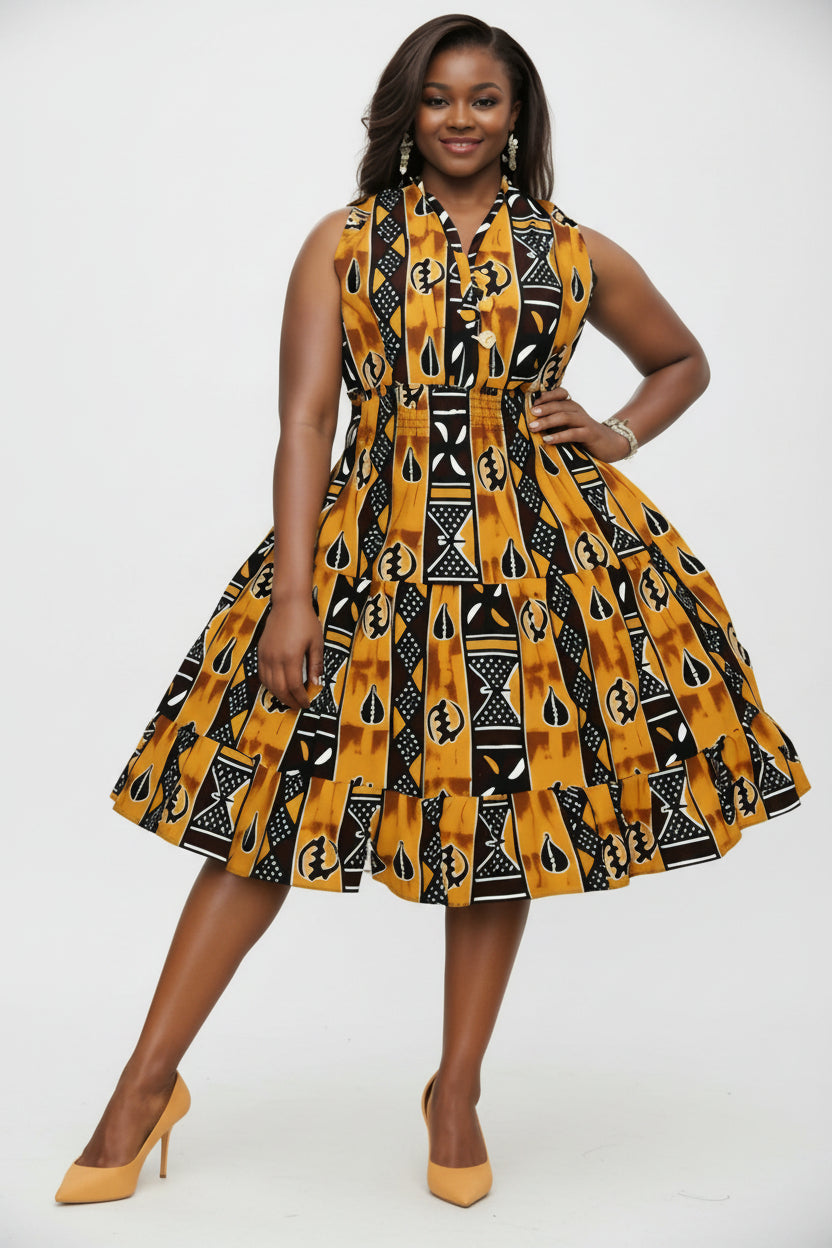 Woman's Mid-Length Smock Dress 5006