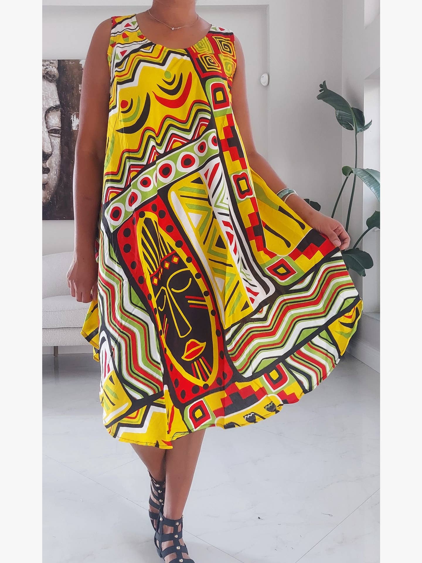 Umbrella Dress/ Beach Dress/ Tribal Print- 1691