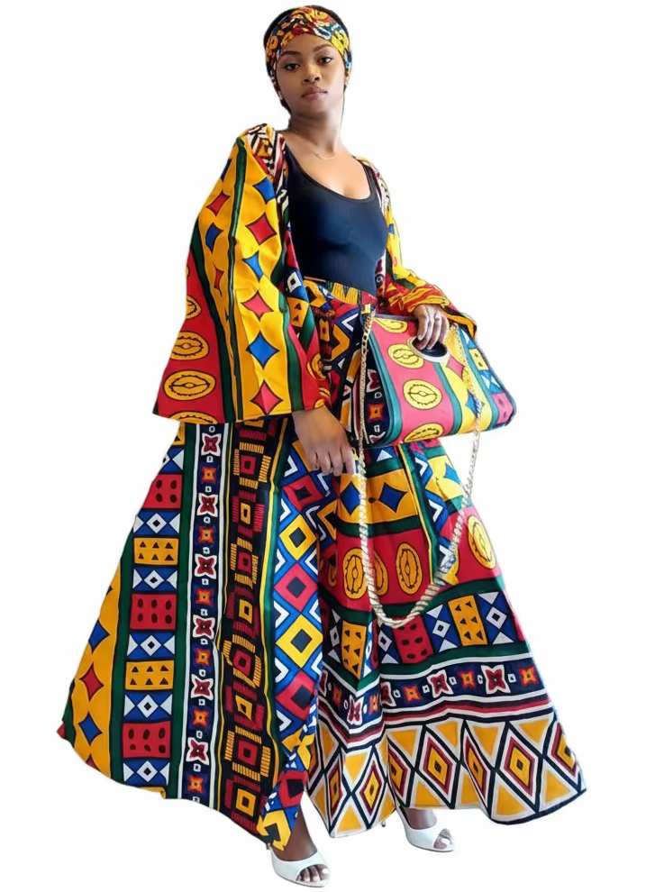 3pcs Set Maxi Skirt Pocketbook wrap Dress 764 J