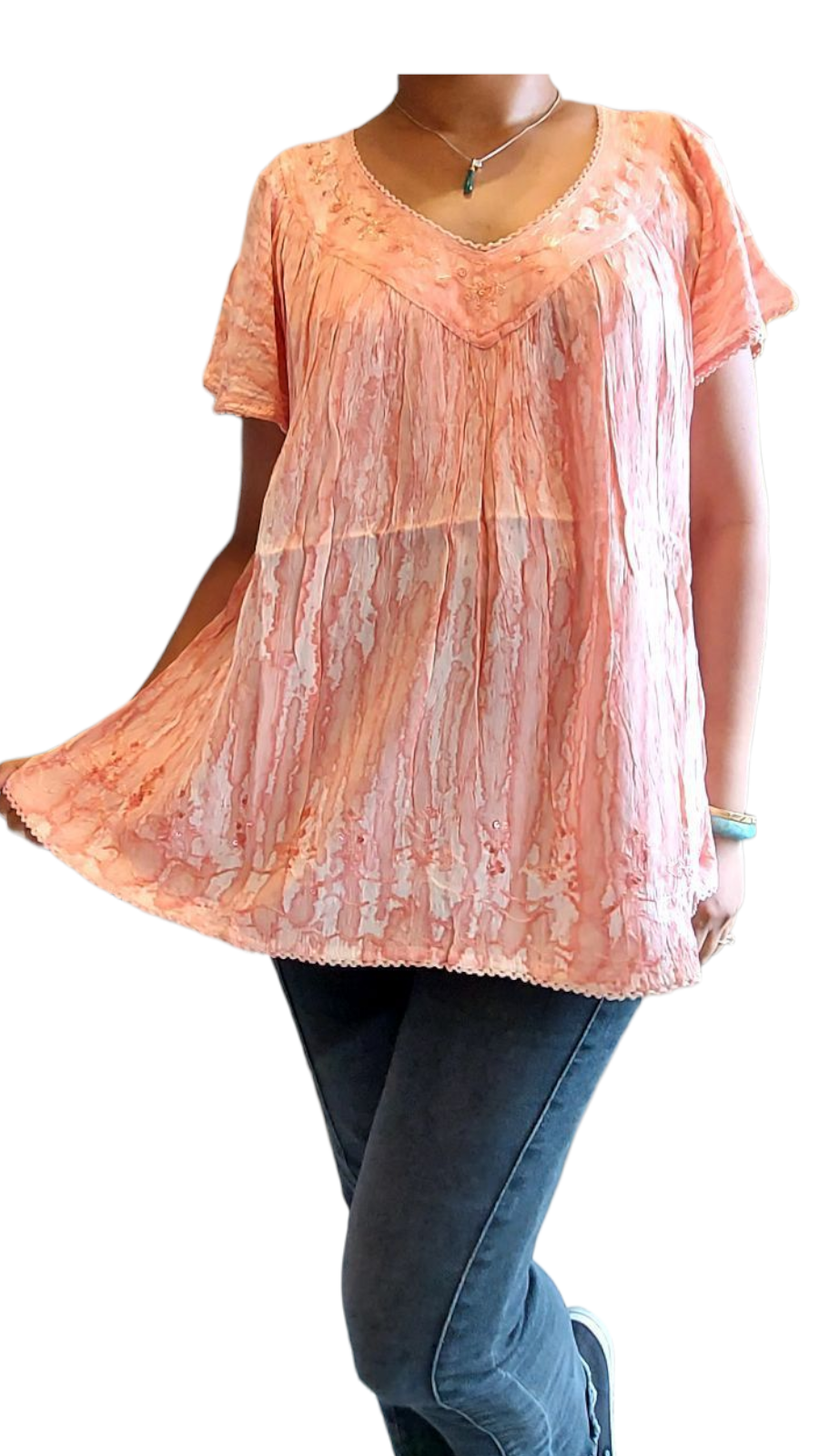 Woman Plus-Size Crinkle Blouse -15780