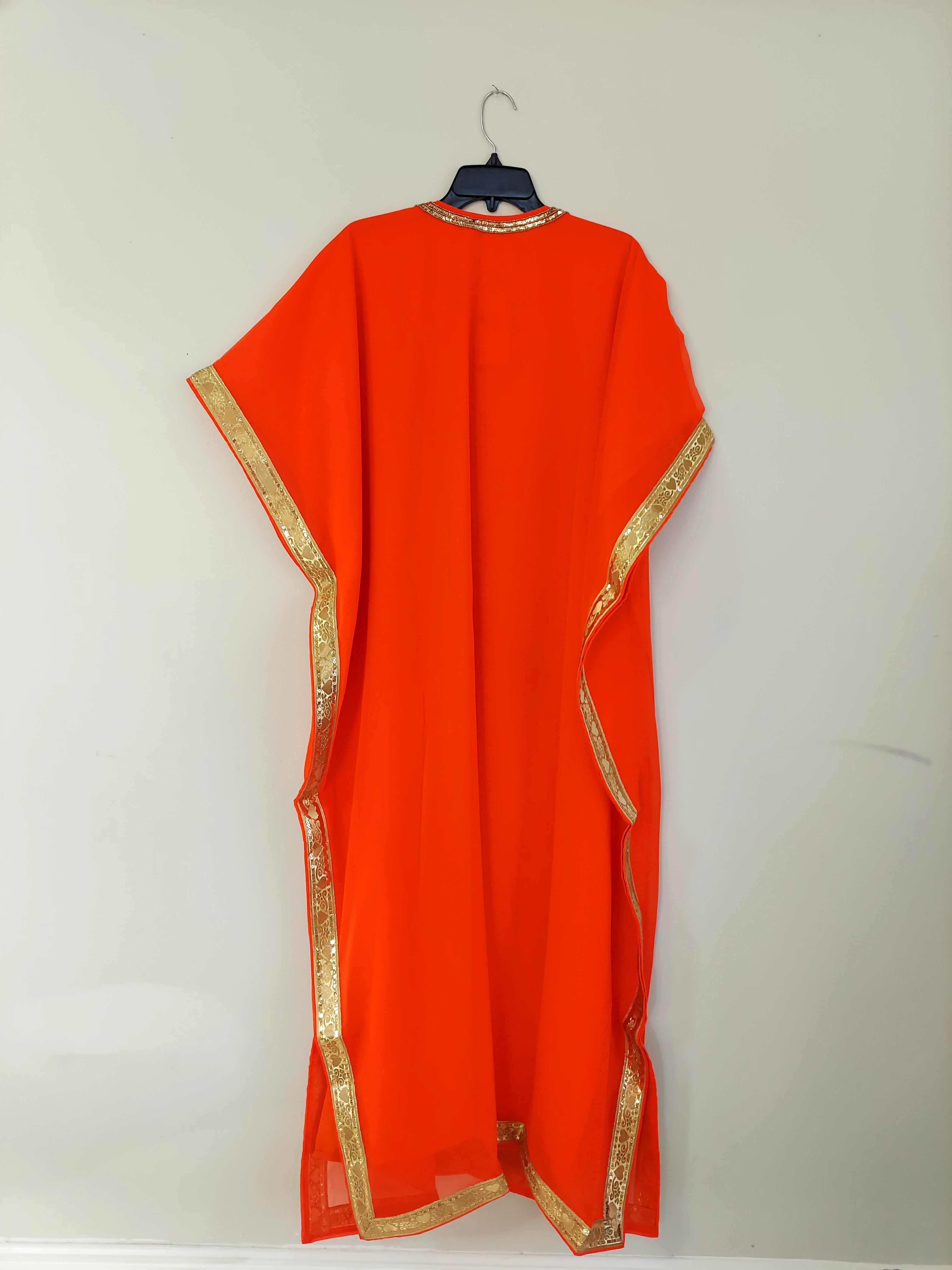 Beaded kaftan Dress With Gold Border J103